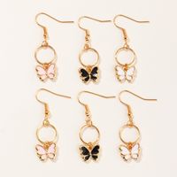 New Alloy Oil Dripping Butterfly Earrings Set main image 3