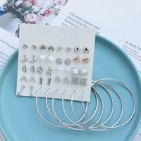 Simple Diamond Geometric Earrings 20 Pairs Set main image 1