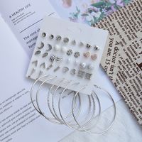 Simple Diamond Geometric Earrings 20 Pairs Set main image 5