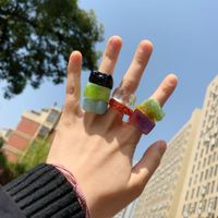Retro Candy Color Acrylic Ring Wholesale main image 5
