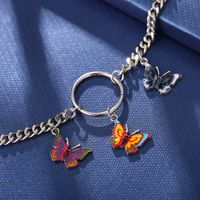 Simple Round Color Butterfly Pendant Alloy Necklace main image 4