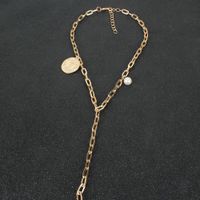 Retro Thin Chain Alloy Medallion Pendant Necklace main image 4