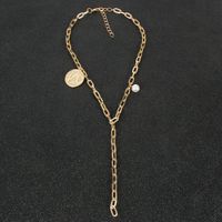 Retro Thin Chain Alloy Medallion Pendant Necklace main image 5