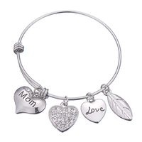 Pulsera Telescópica Ajustable De Acero Inoxidable Love Mom Con Letra main image 6