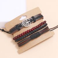 Fashion Happy Tree Braided Leather Bracelet main image 3