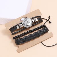 Retro Playing Card Pattern Woven Leather Bracelet main image 3