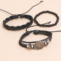 Retro Playing Card Pattern Woven Leather Bracelet main image 4