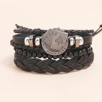 Retro Playing Card Pattern Woven Leather Bracelet main image 5