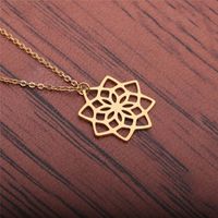Fashion Hollow Lotus Pendant Necklace main image 5