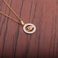 Fashion Inlaid Zircon Elephant Pendant Necklace main image 4