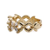 Fashion Flower Zircon Copper Ring Wholesale main image 3