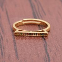 Geometric Open Color Zircon Copper Ring main image 4