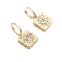 Simple Circle Color Zircon Lion Head C-shaped Earrings sku image 3