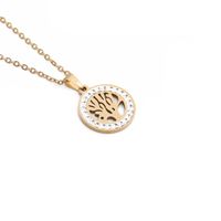 Ig Style Simple Style Life Tree Crown Stainless Steel Plating Inlay Shell Zircon Pendant Necklace sku image 4