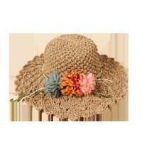 Korean Flower Sunscreen Wide-brimmed Lace Straw Hat main image 6