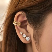 Korean Fashion Diamond Earrings Set sku image 1