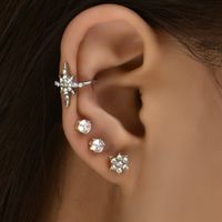 Punk Diamond Star Earrings Set sku image 1