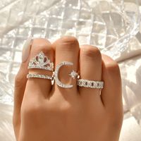 New Fashion Star Diamond Yellow Crown Ring Set sku image 1