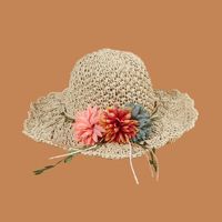 Korean Flower Sunscreen Wide-brimmed Lace Straw Hat sku image 1