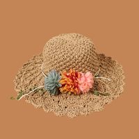 Korean Flower Sunscreen Wide-brimmed Lace Straw Hat sku image 2