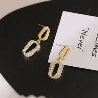 Boucles D&#39;oreilles Géométriques Diamant Sauvage Mode Coréenne main image 2