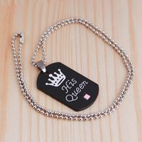 Fashion Crown Lettering Necklace Keychain Set main image 4