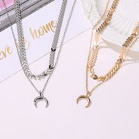 Fashion Double-layer Moon Fishbone Necklace Wholesale main image 4