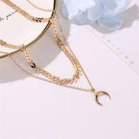 Fashion Double-layer Moon Fishbone Necklace Wholesale main image 5