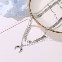 Fashion Double-layer Moon Fishbone Necklace Wholesale main image 6