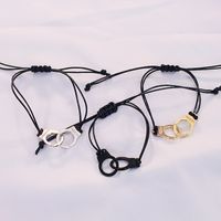 Punk Handcuffs Leather Cord Braided Bracelet Wholesale main image 3