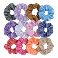 Simple Solid Color Laser Fabric Hair Scrunchies main image 1