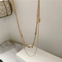 Korea Double-layer Titanium Steel Tassel Necklace main image 1