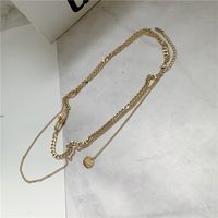 Korea Double-layer Titanium Steel Tassel Necklace main image 5