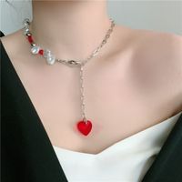 Retro Titanium Steel Pearl Heart-shape Necklace main image 1