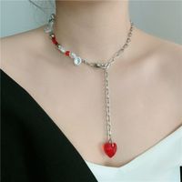 Retro Titanium Steel Pearl Heart-shape Necklace main image 6