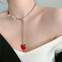 Retro Titanium Steel Pearl Heart-shape Necklace main image 4