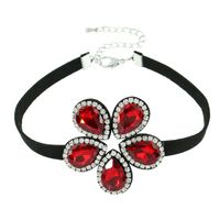 Korea Leather Flower Diamond-studded Necklace main image 5