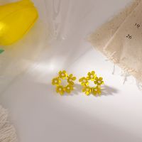 Boucles D&#39;oreilles Rondes De Fleurs De Perles De Couleur Simple sku image 3