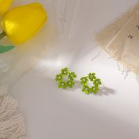 Simple Color Pearl Flower Round Earrings Wholesale sku image 4