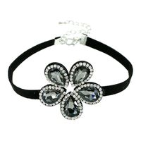 Korea Leder Blume Diamant Besetzt Halskette sku image 2