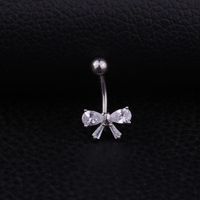 Fashion Bow Knot Stainless Steel Inlaid Zircon Belly Ring main image 1