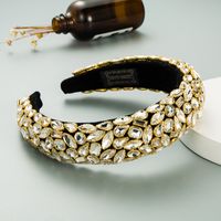Barock Gefärbtes Glas Diamant Gold Samt Stirnband sku image 2