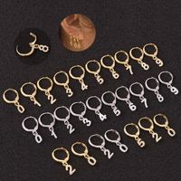 New Simple Arabic Numeral Zircon Single Earrings sku image 1