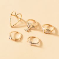 Kreuz Dreieck Liebe Herz Hohl Strass Tropfen Öl Schmetterling Ring Set main image 6