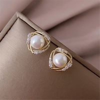 Fashion Hollow Triangle Diamond Earrings Wholesale main image 3
