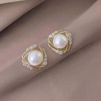 Fashion Hollow Triangle Diamond Earrings Wholesale main image 4