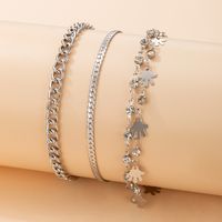 Fashion Palm Pendant Rhinestone Chain Anklet Set main image 3