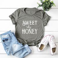 Solid Color Letter Printed Cotton T-shirt main image 1