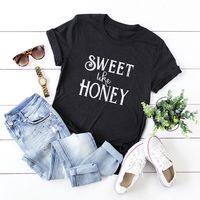 Solid Color Letter Printed Cotton T-shirt main image 3