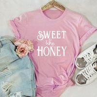 Solid Color Letter Printed Cotton T-shirt main image 5